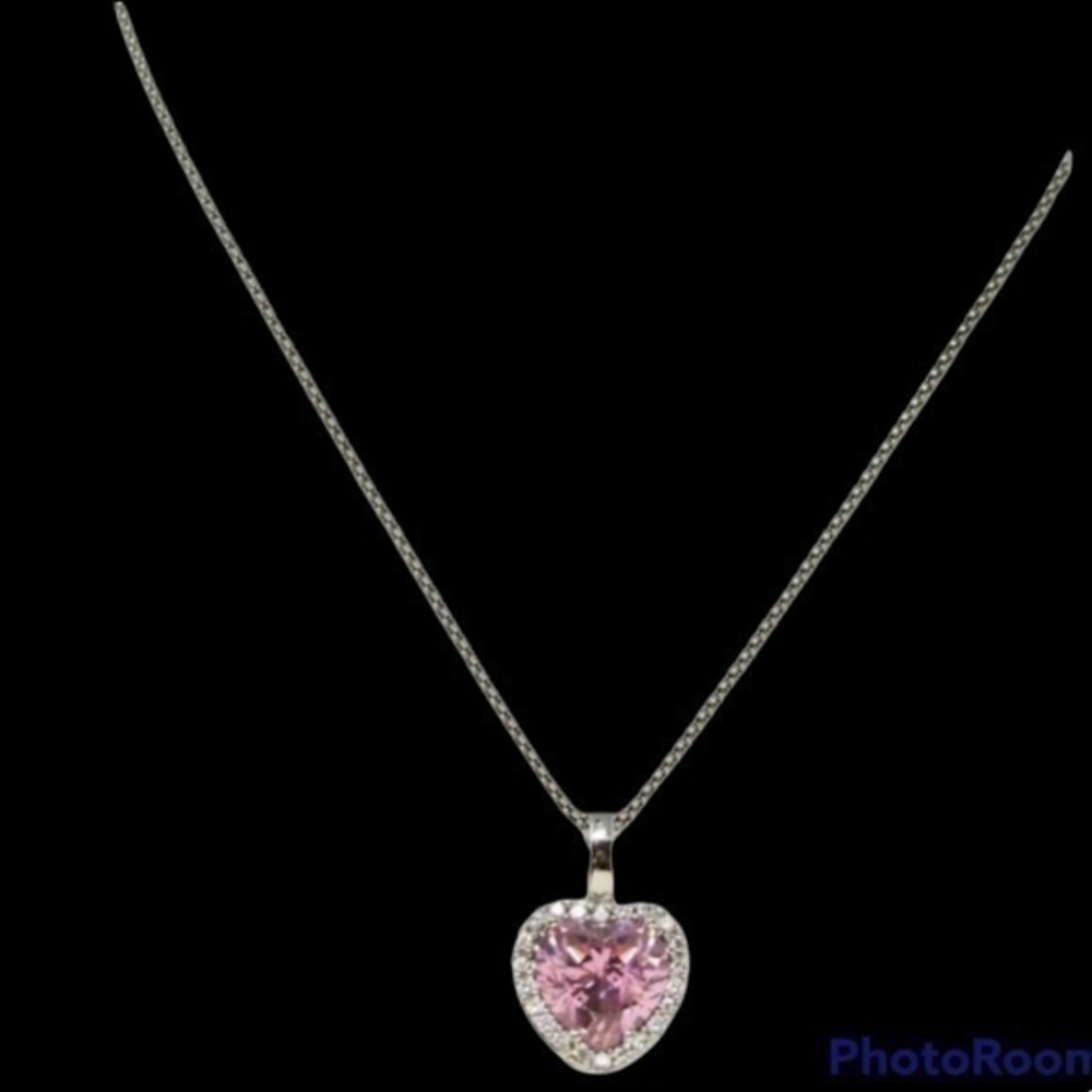 - Stauer sterling silver CZ heart necklace